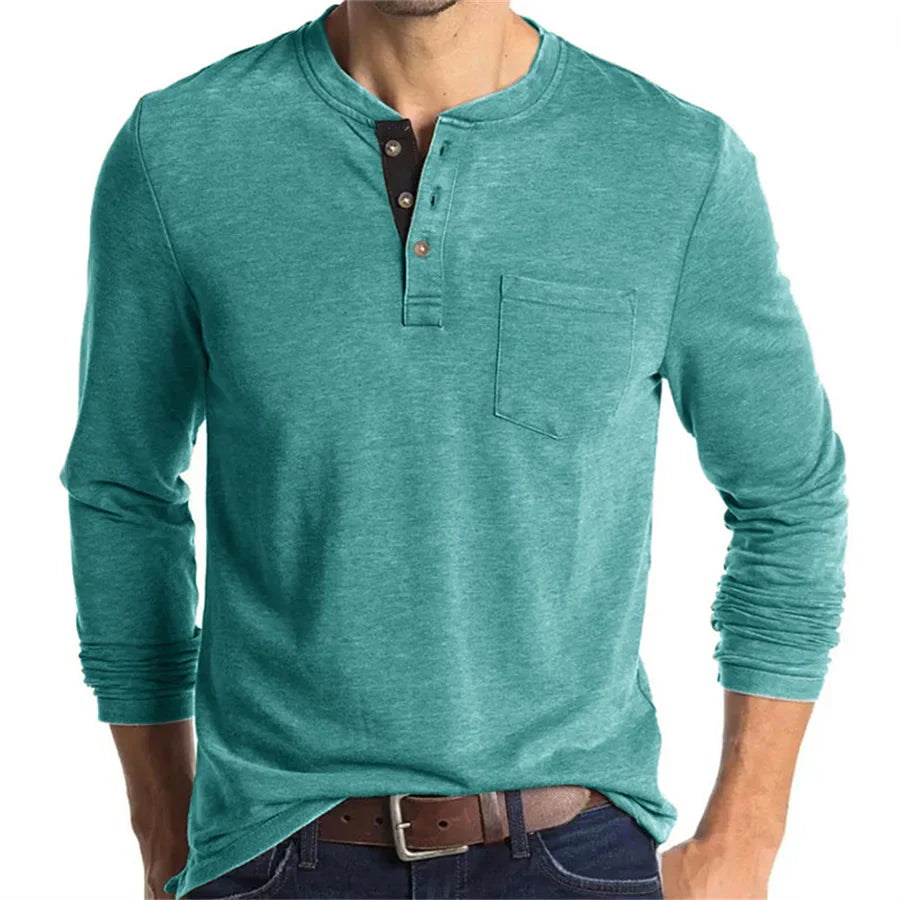 Alfonso | Men’s Pocket Long Sleeve Henley Shirt