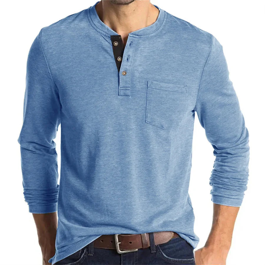 Alfonso | Men’s Pocket Long Sleeve Henley Shirt