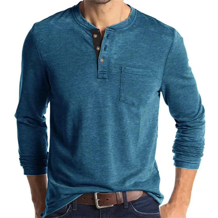 Alfonso | Men’s Pocket Long Sleeve Henley Shirt
