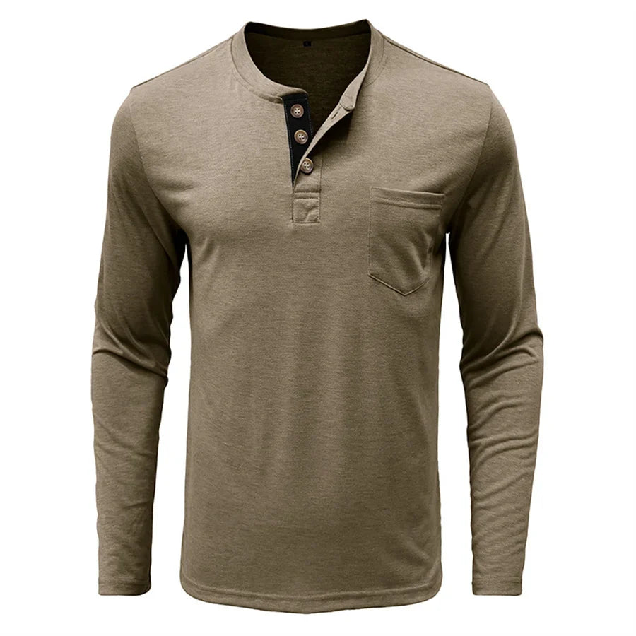 Alfonso | Men’s Pocket Long Sleeve Henley Shirt