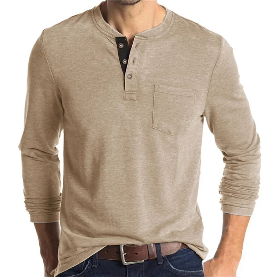 Alfonso | Men’s Pocket Long Sleeve Henley Shirt