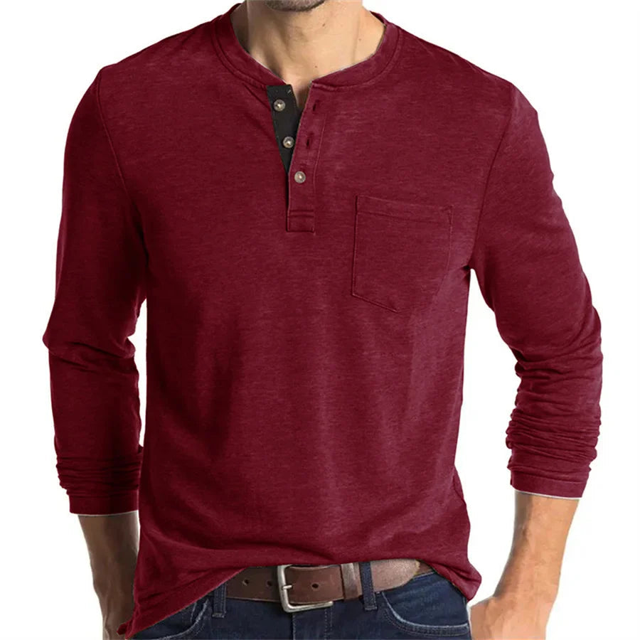 Alfonso | Men’s Pocket Long Sleeve Henley Shirt