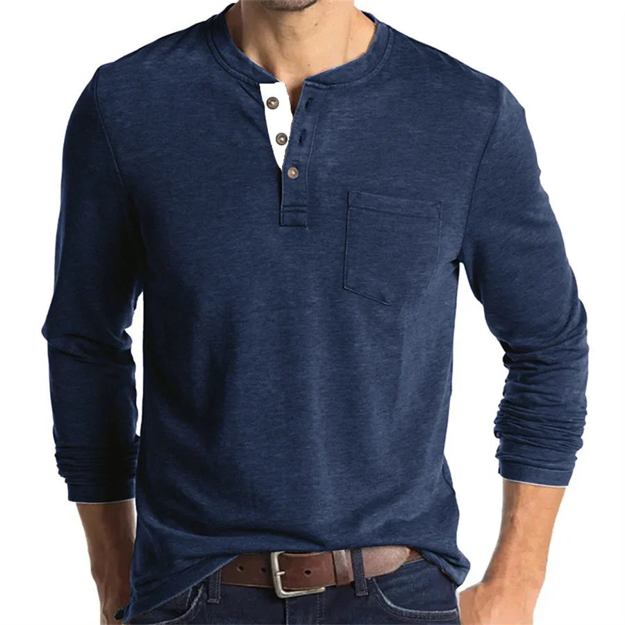 Alfonso | Men’s Pocket Long Sleeve Henley Shirt
