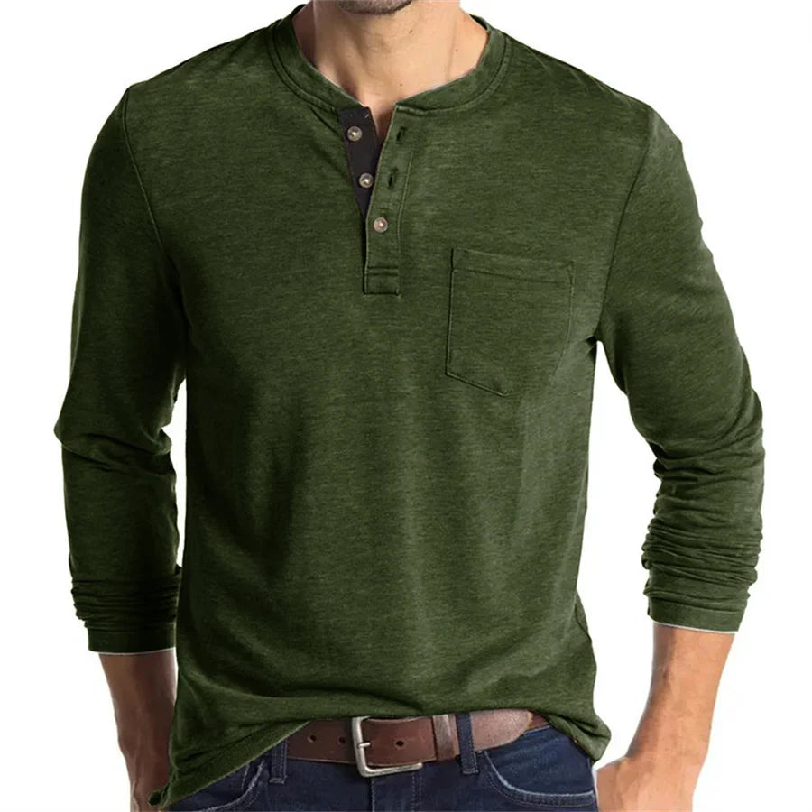 Alfonso | Men’s Pocket Long Sleeve Henley Shirt