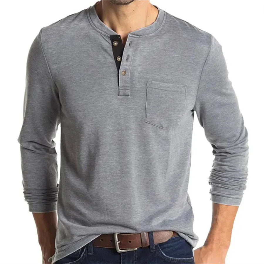 Alfonso | Men’s Pocket Long Sleeve Henley Shirt