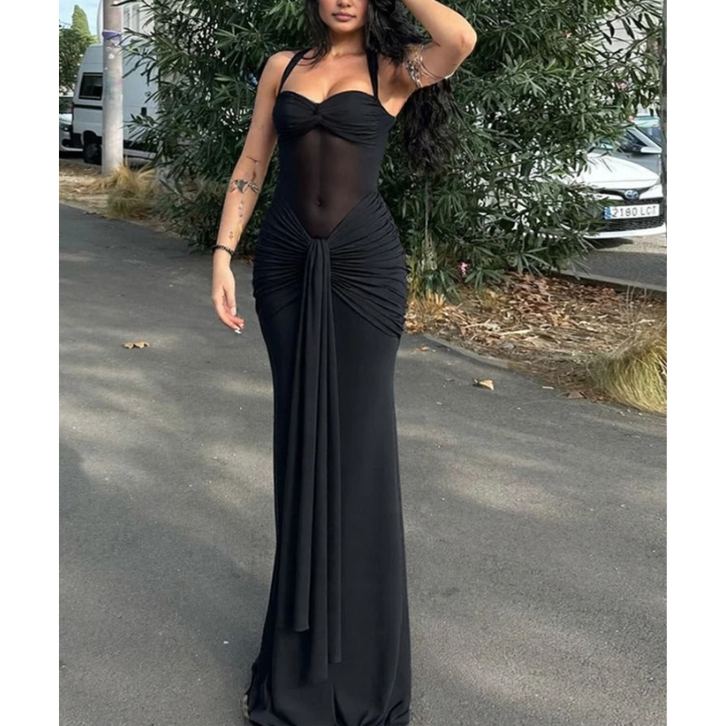 Alina | Women’s Backless Halter Neck Wedding Guest Dress