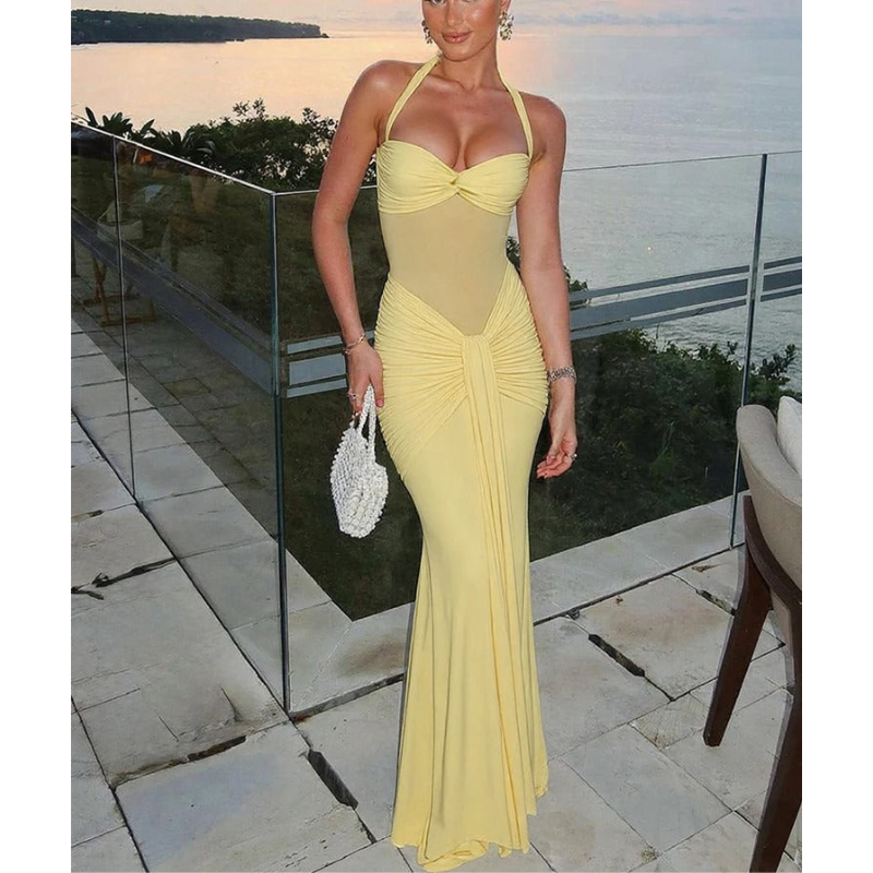 Alina | Women’s Backless Halter Neck Wedding Guest Dress