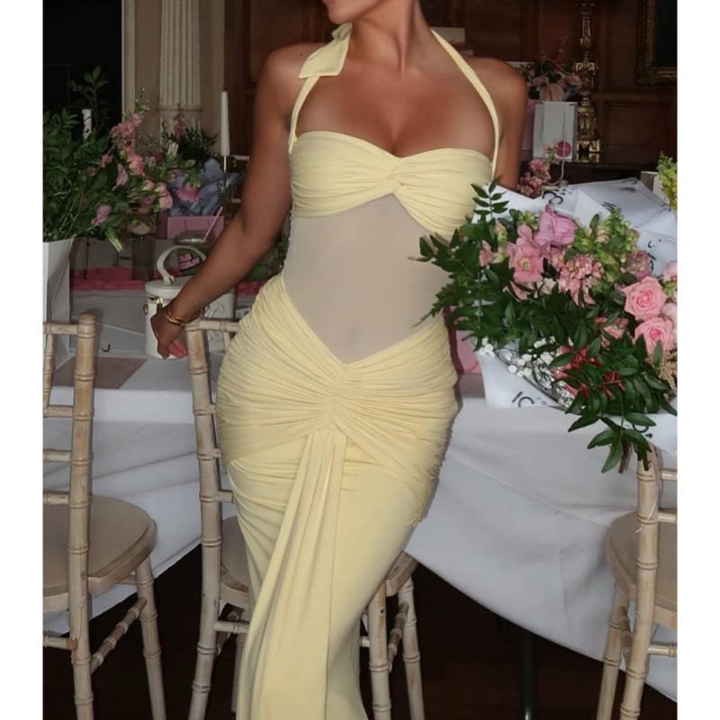 Alina | Women’s Backless Halter Neck Wedding Guest Dress