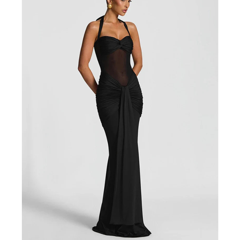 Alina | Women’s Backless Halter Neck Wedding Guest Dress