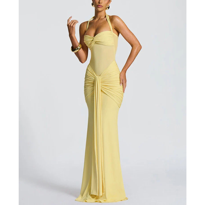 Alina | Women’s Backless Halter Neck Wedding Guest Dress