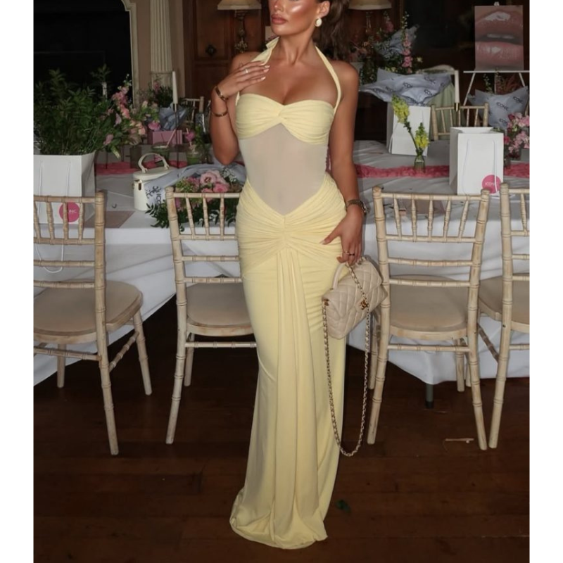 Alina | Women’s Backless Halter Neck Wedding Guest Dress