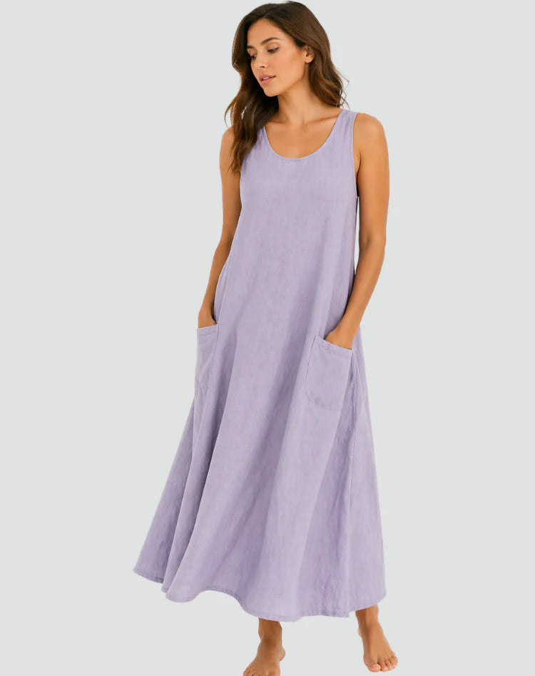 Alinta | Women’s Scoop Neck Sleeveless Beach Maxi Dress