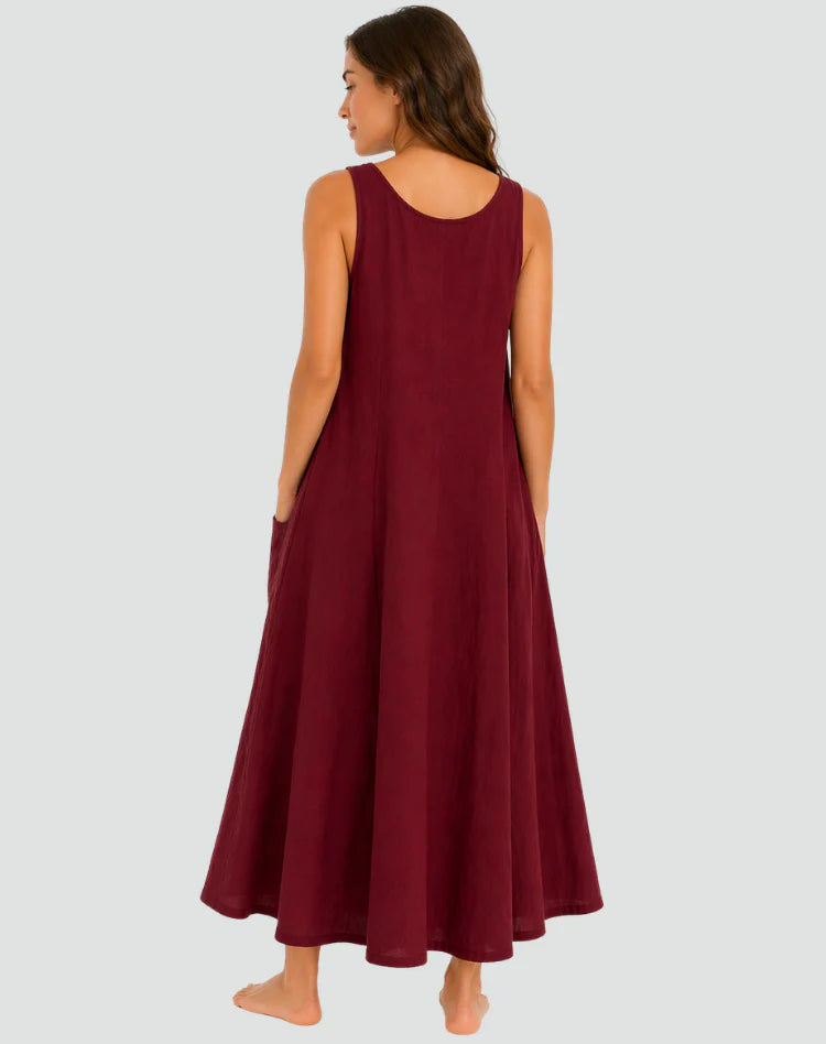 Alinta | Women’s Scoop Neck Sleeveless Beach Maxi Dress