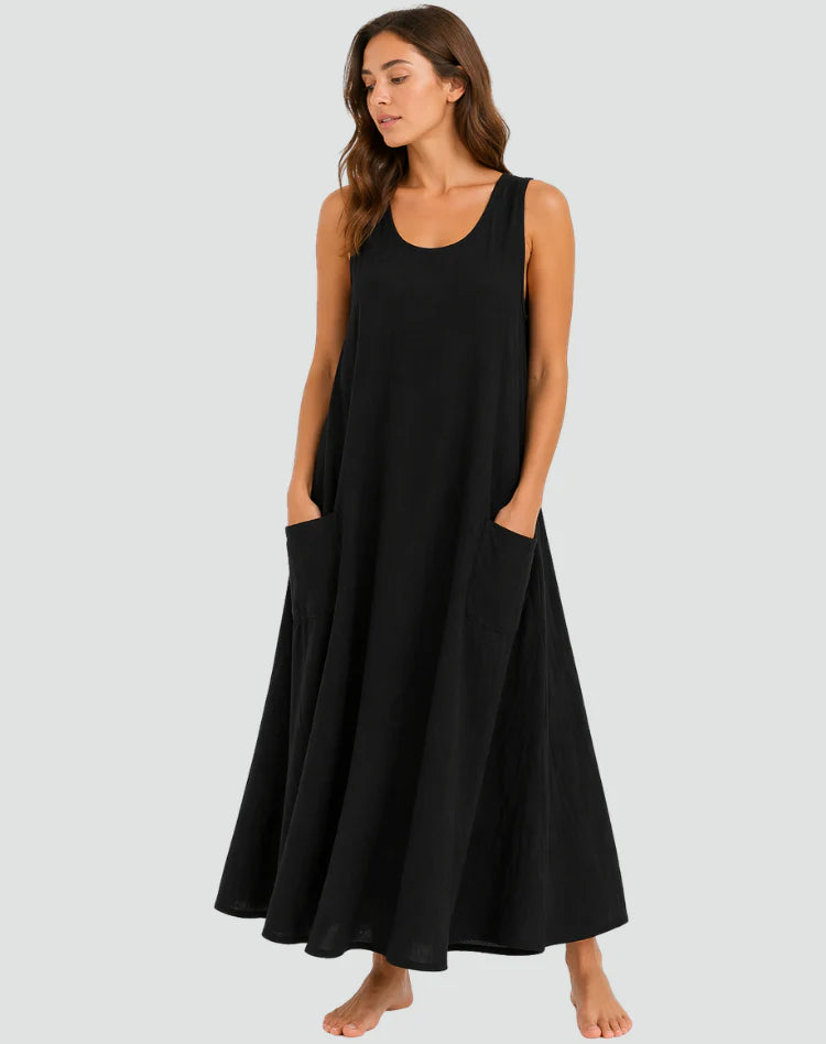 Alinta | Women’s Scoop Neck Sleeveless Beach Maxi Dress
