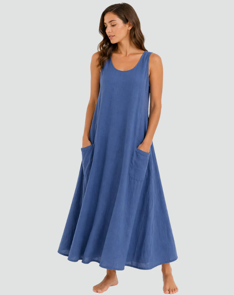 Alinta | Women’s Scoop Neck Sleeveless Beach Maxi Dress