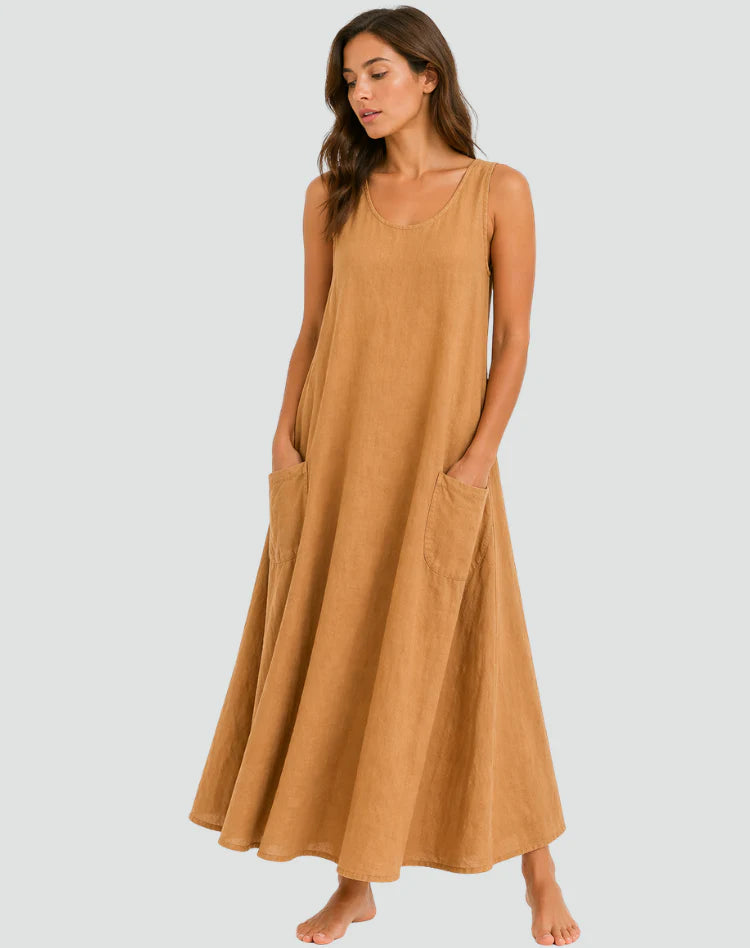 Alinta | Women’s Scoop Neck Sleeveless Beach Maxi Dress