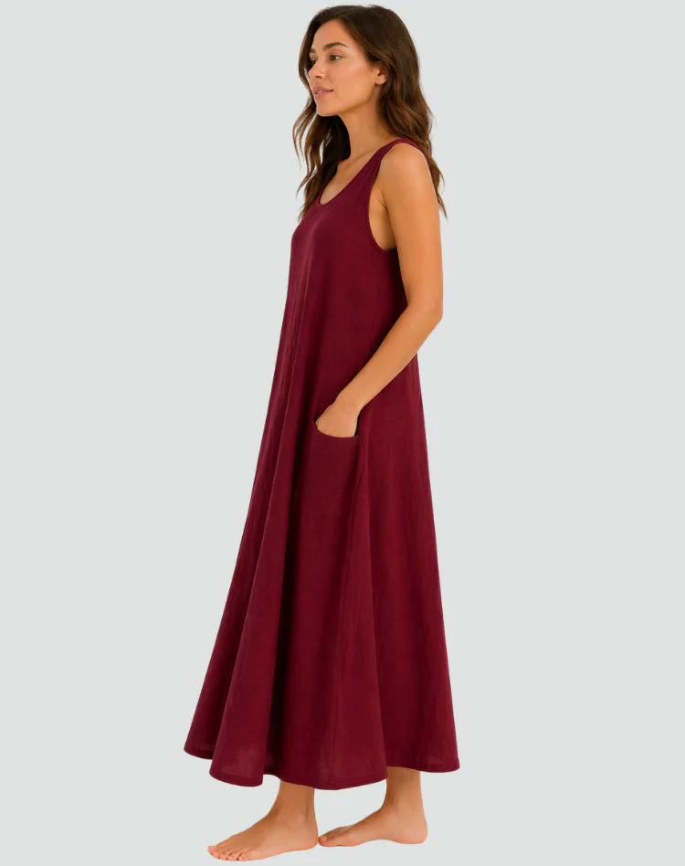 Alinta | Women’s Scoop Neck Sleeveless Beach Maxi Dress