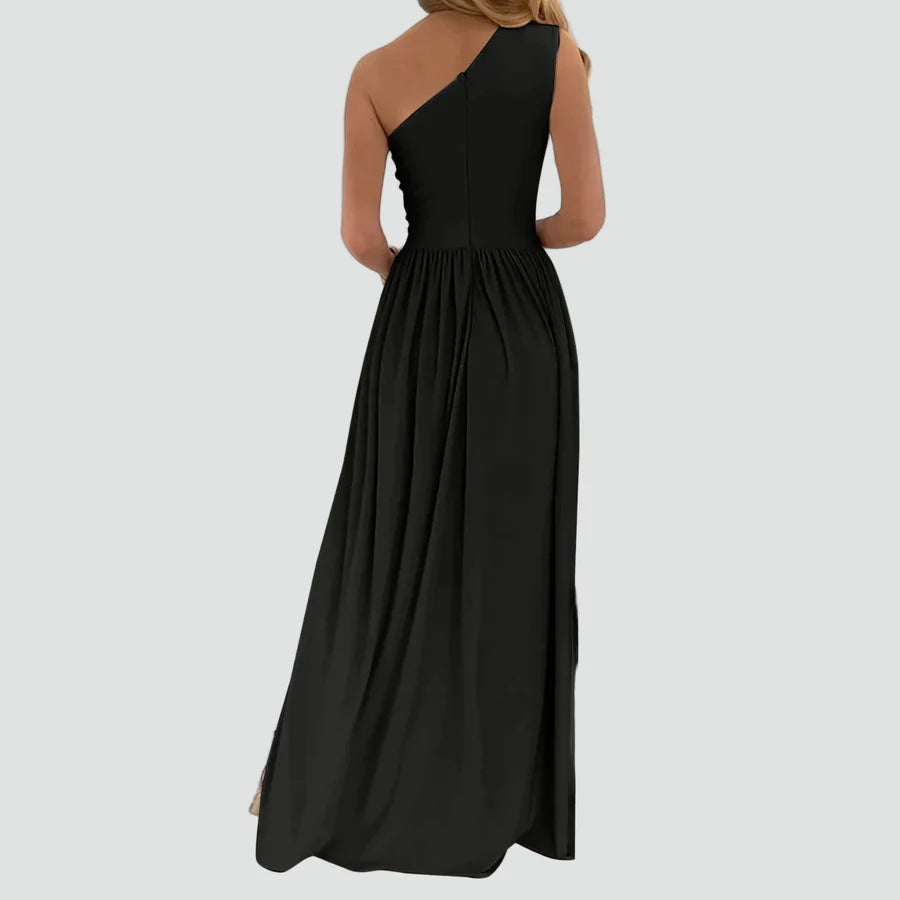 Aliomar | Women’s Draped One Shoulder High Slit Maxi Dress