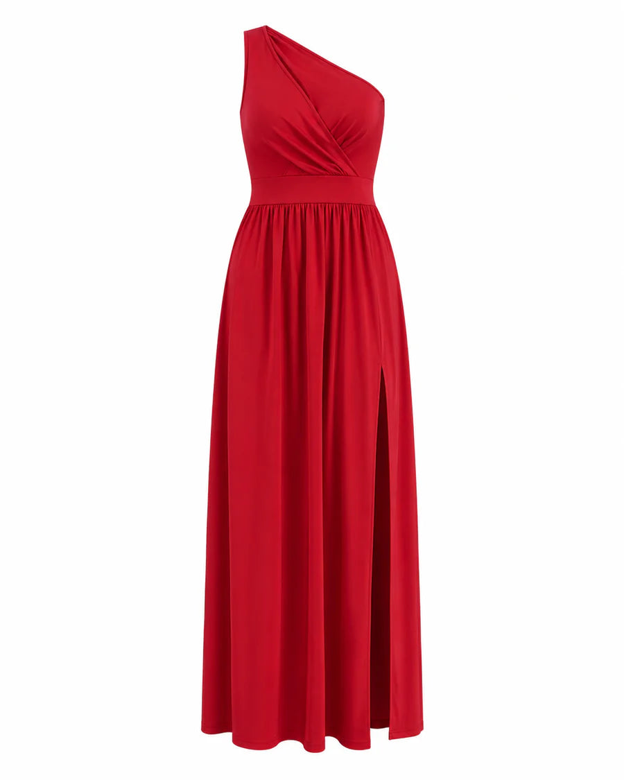 Aliomar | Women’s Draped One Shoulder High Slit Maxi Dress