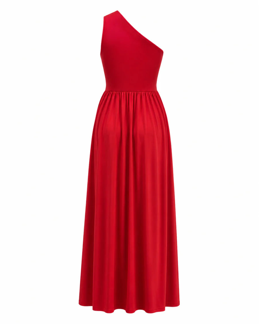 Aliomar | Women’s Draped One Shoulder High Slit Maxi Dress