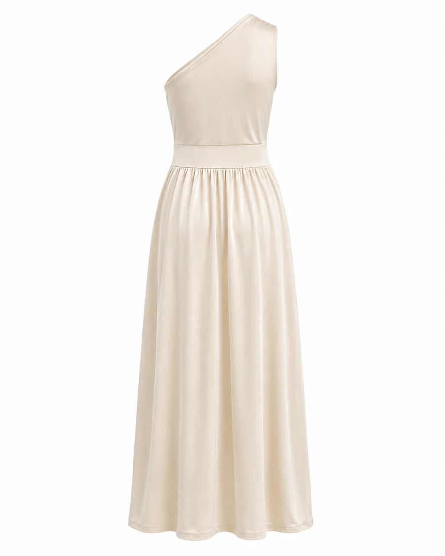 Aliomar | Women’s Draped One Shoulder High Slit Maxi Dress