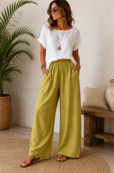Aliora | Women’s Wide Leg Side Pockets Summer Trousers