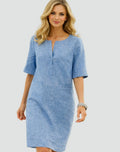Alisar | Women’s Split Neck Front Pockets Summer Mini Dress