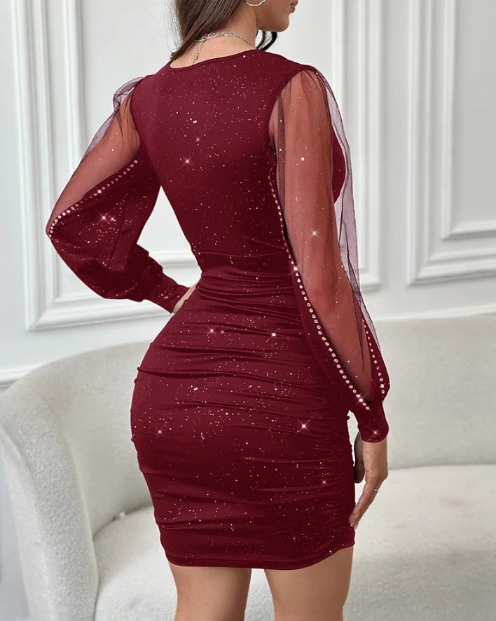Alise | Women’s V Neck Glitter Graduation Party Dress