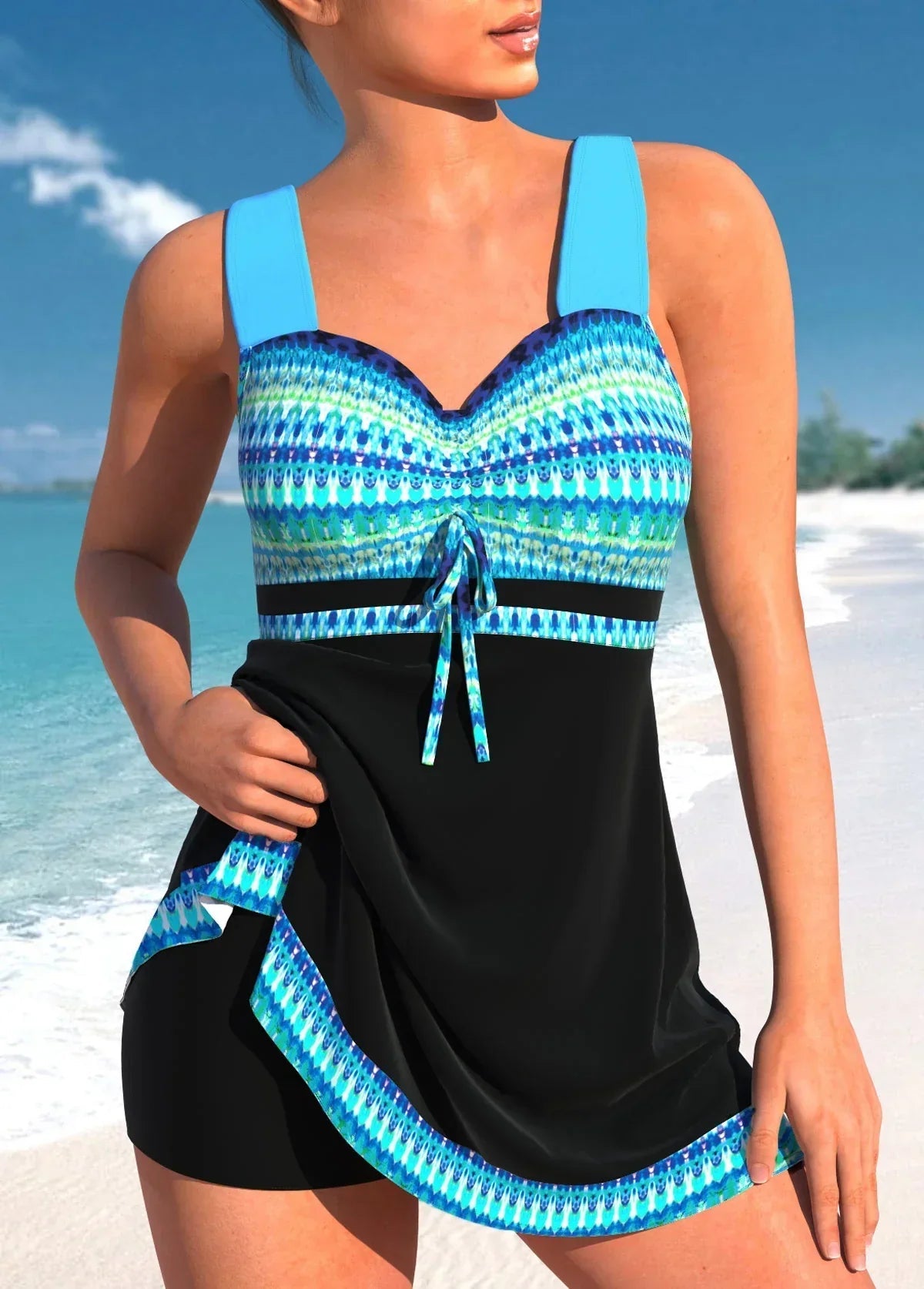 Alison | Women’s Printed Sweetheart Neck Summer Swim Suit