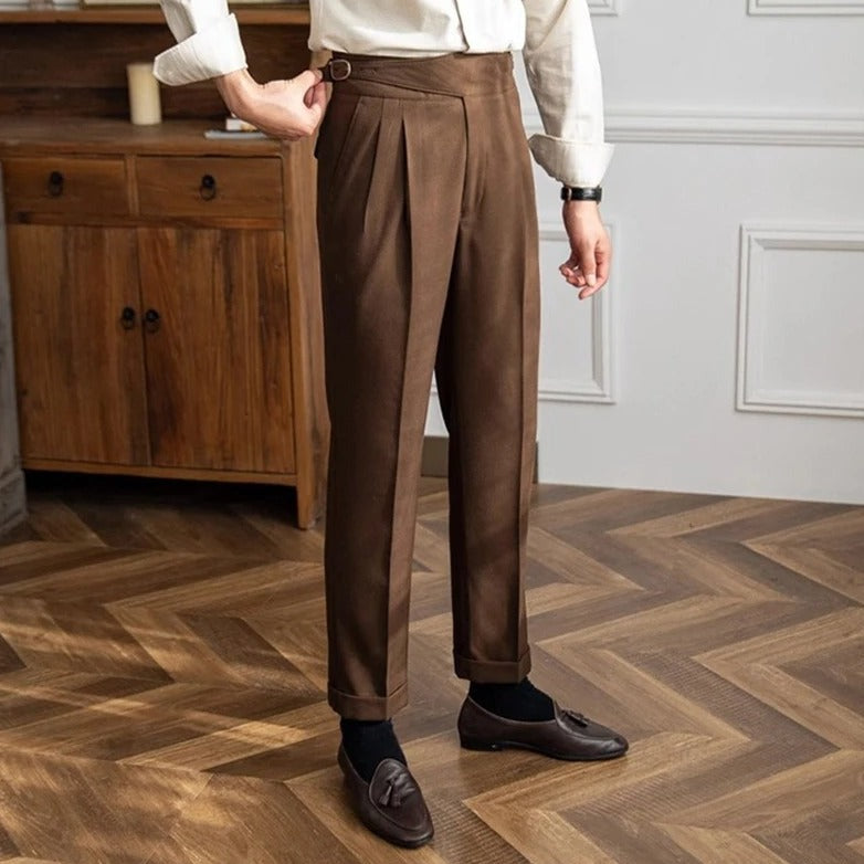 Alistair | Men's High-Waisted Pleated Pockets Dress Pants