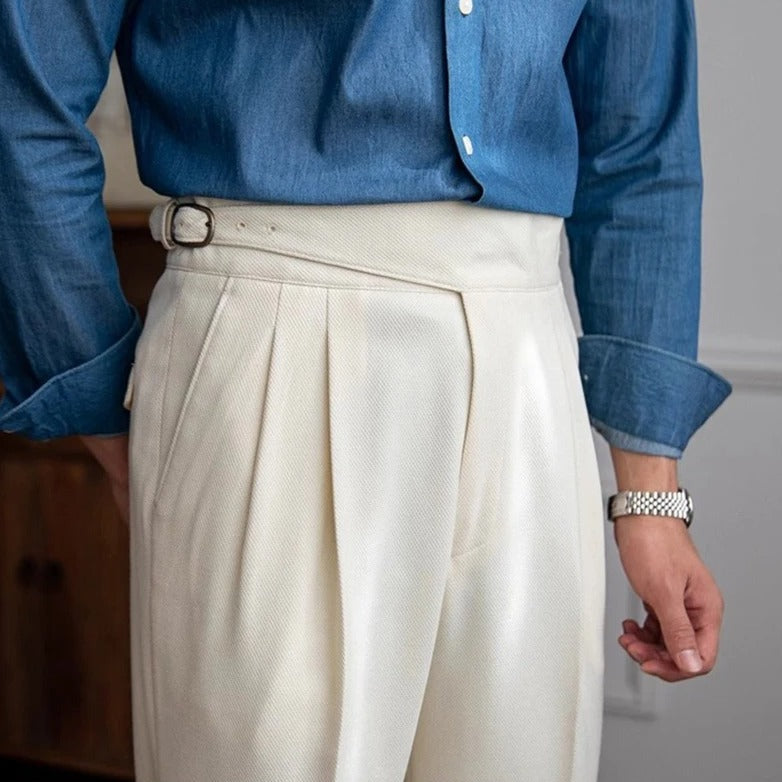 Alistair | Men's High-Waisted Pleated Pockets Dress Pants
