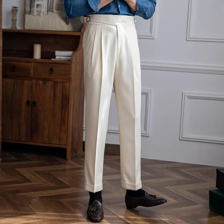 Alistair | Men's High-Waisted Pleated Pockets Dress Pants