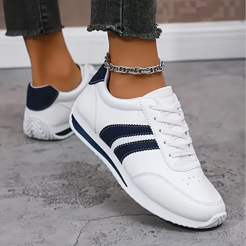 Alita | Women’s Low Top Striped Lace Up Closed Toe Sneakers