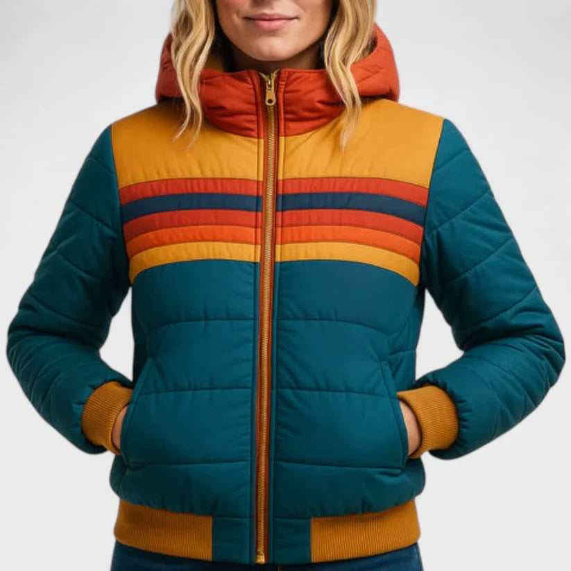 Alize | Women’s Colorblock Zip Front Long Sleeve Bomber Jacket