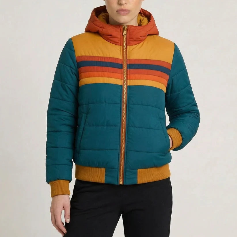 Alize | Women’s Colorblock Zip Front Long Sleeve Bomber Jacket