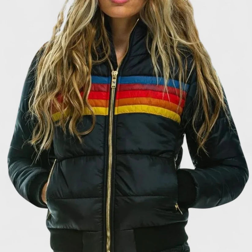 Alize | Women’s Colorblock Zip Front Long Sleeve Bomber Jacket