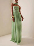 Allannah | Women’s Strapless Pleated Draped Flowy Wedding Guest Dress