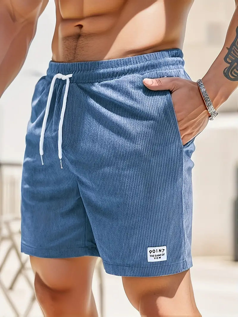 Allen | Men’s Elastic Waist Drawstring Ribbed Summer Shorts