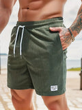 Allen | Men’s Elastic Waist Drawstring Ribbed Summer Shorts