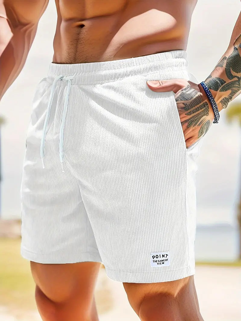 Allen | Men’s Elastic Waist Drawstring Ribbed Summer Shorts