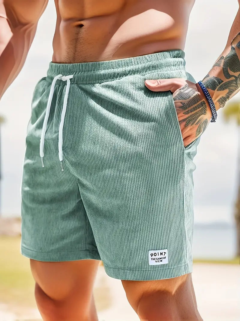 Allen | Men’s Elastic Waist Drawstring Ribbed Summer Shorts