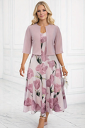 Allison | Women’s Sleeveless Matching Pink Midi Dress Set