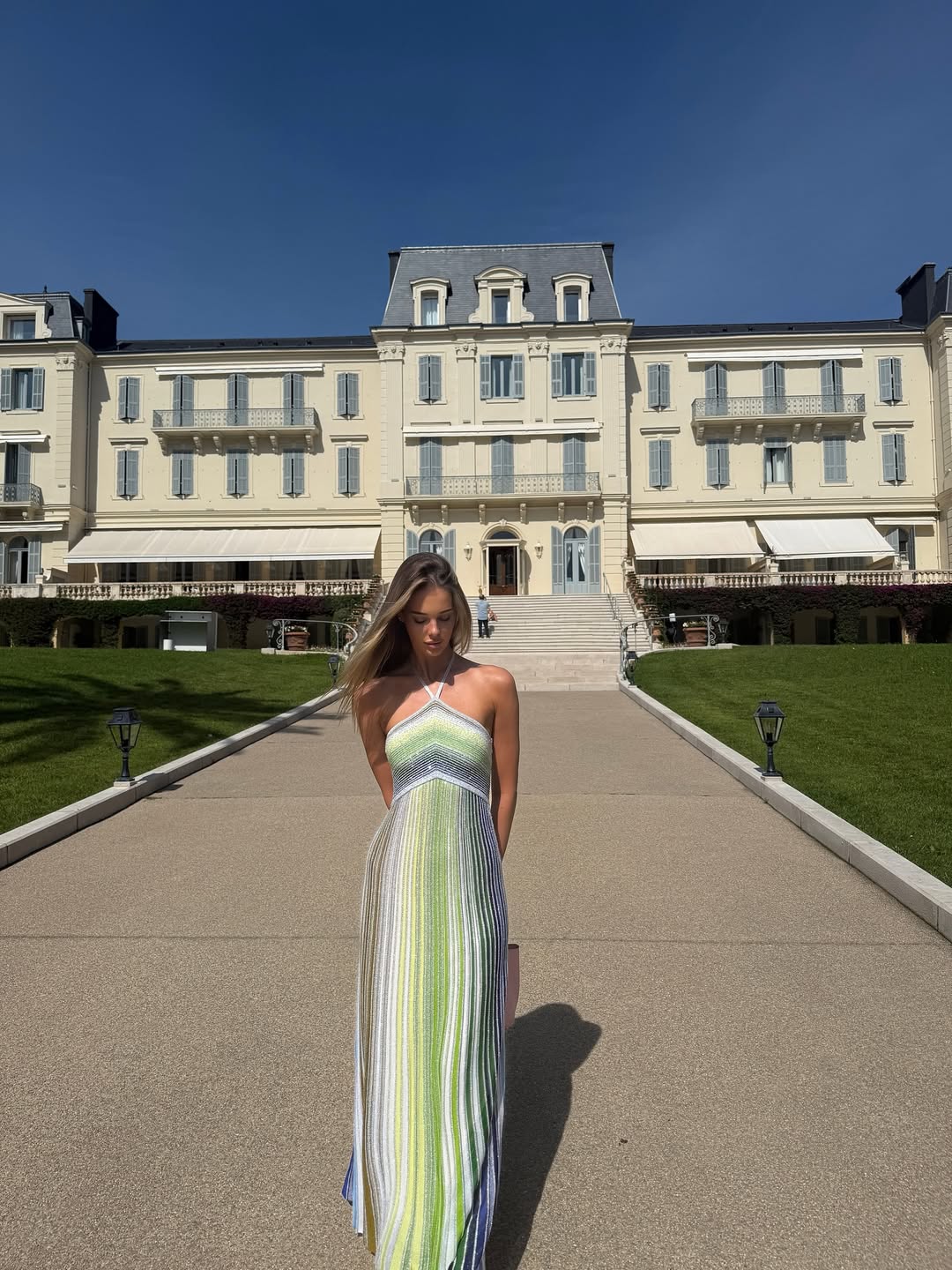 Alliyah | Women’s Halter Neck Sleeveless Striped Maxi Dress