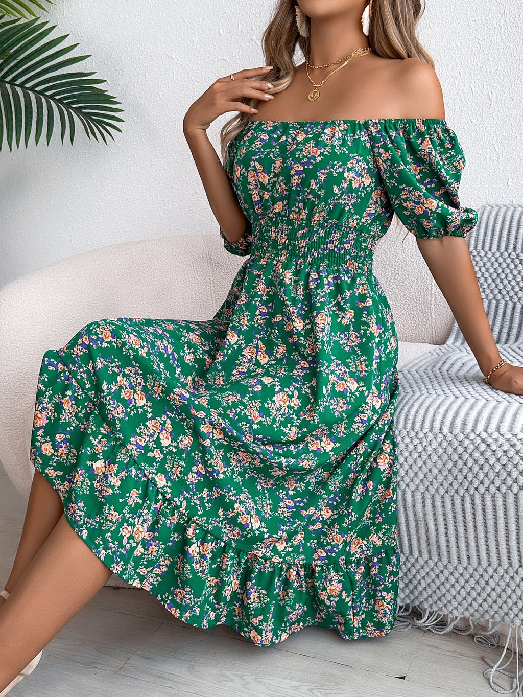 Alondra | Women's Off Shoulder Short Sleeve Floral Dress