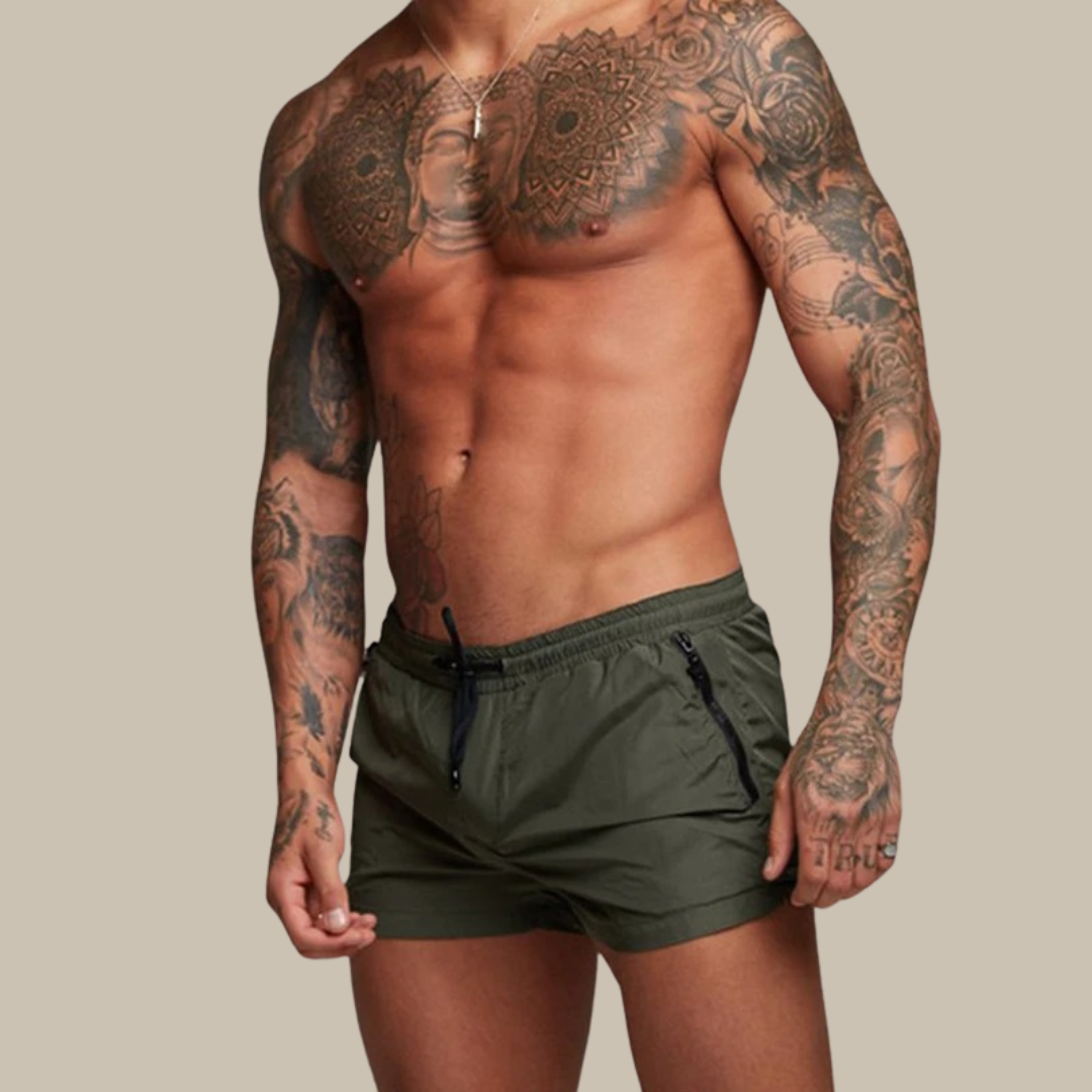 Alonso | Men's Drawstring Waist Zip Pocket Shorts