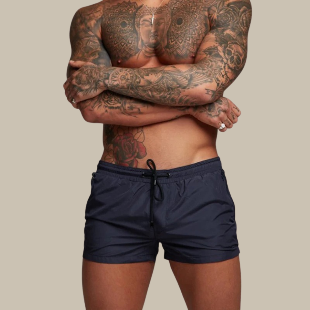 Alonso | Men's Drawstring Waist Zip Pocket Shorts