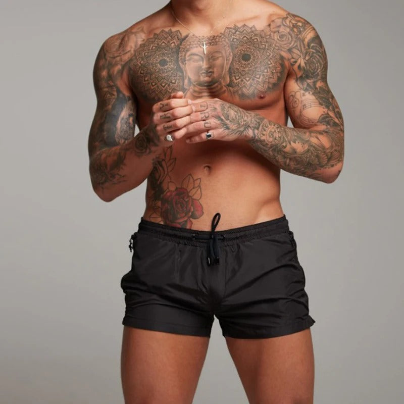 Alonso | Men's Drawstring Waist Zip Pocket Shorts