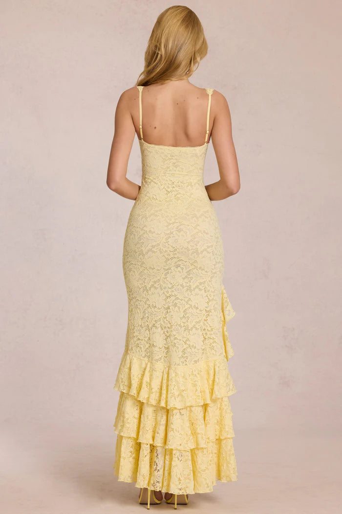 Alouette | Women's Fitted Ruffled Sleeveless Flowy Maxi Dress