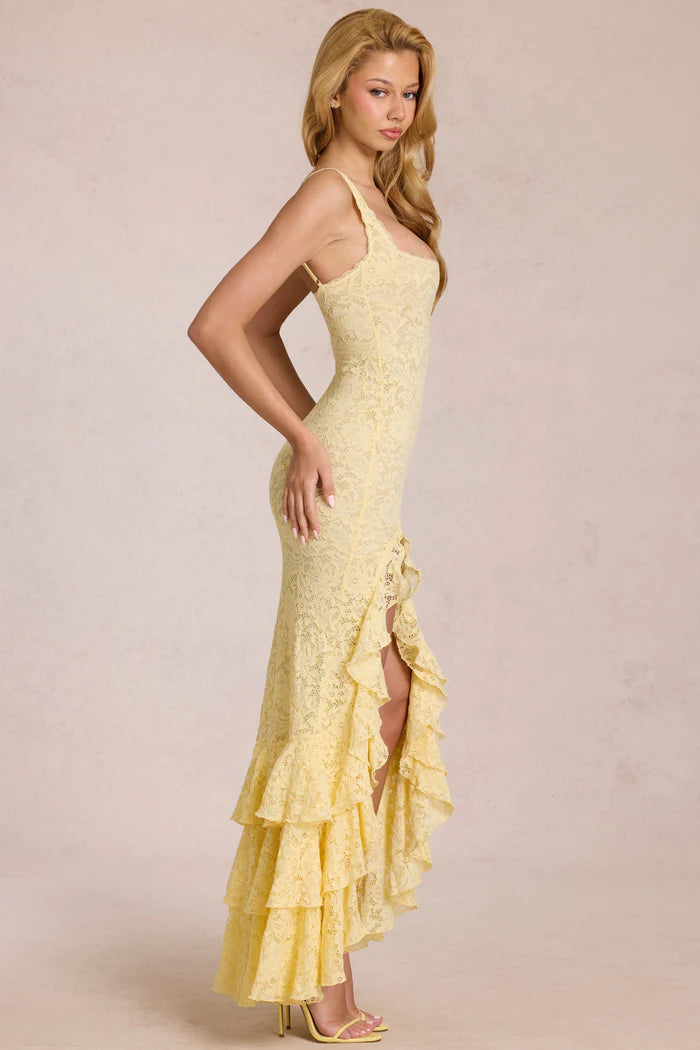 Alouette | Women's Fitted Ruffled Sleeveless Flowy Maxi Dress