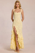 Alouette | Women's Fitted Ruffled Sleeveless Flowy Maxi Dress